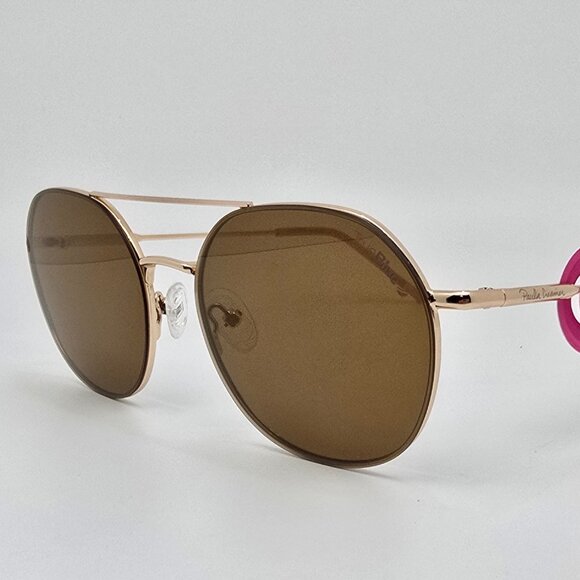 Paula Creamer Bliss Gold Frame Gold Mirror TrueBlue Lens Golf Aviator Sunglasses main image 4